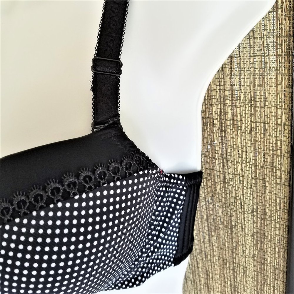 36D Black/White Polka Dot Push Up, Underwire Convertible Padded Bra NWT - Picture 7 of 10